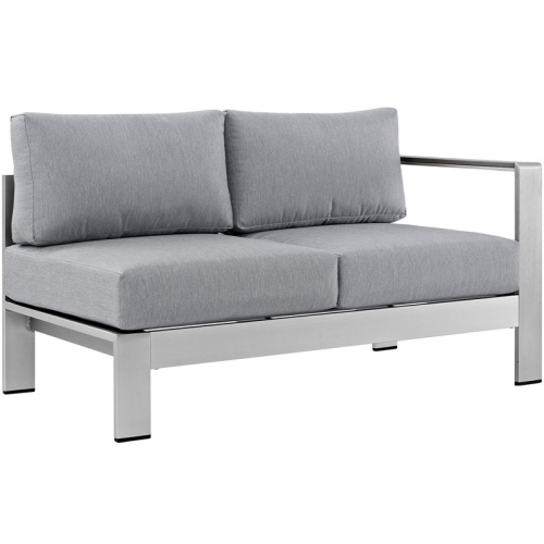 MODWAY  Shore Corner Sectional Outdoor Patio Aluminum Loveseat In Silver In Gray