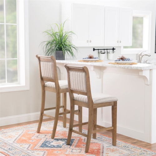 Linon Kendall Wood 30" Bar Stool in Rustic Brown