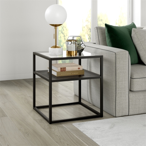HENN&HART  20" Blackened Bronze Metal/glass Side Table
