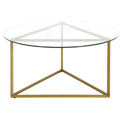 Henn&Hart Brass Round Coffee Table with Glass Top