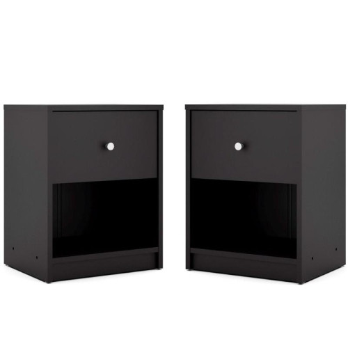 TVILUM CANADA  2 Piece Bedroom Set With 2 One Drawer Nightstands In Black