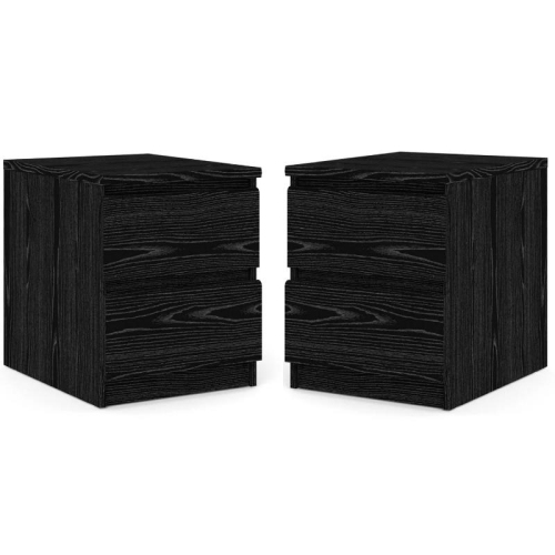 TVILUM CANADA  2 Piece Bedroom Set With Two 2 Drawer Nightstands In Black Wood