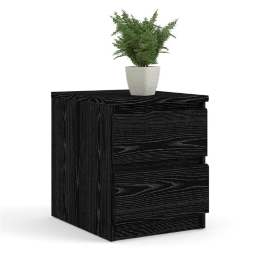 Tvilum Canada 2 Piece Bedroom Set with Two 2 Drawer Nightstands in Black Wood