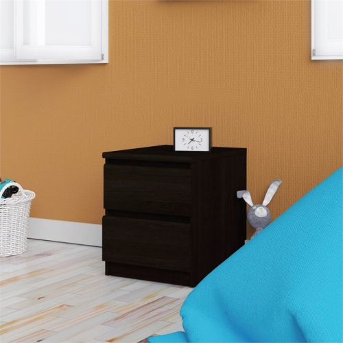 Tvilum Canada 2 Piece Bedroom Set with Two 2 Drawer Nightstands in Black Wood