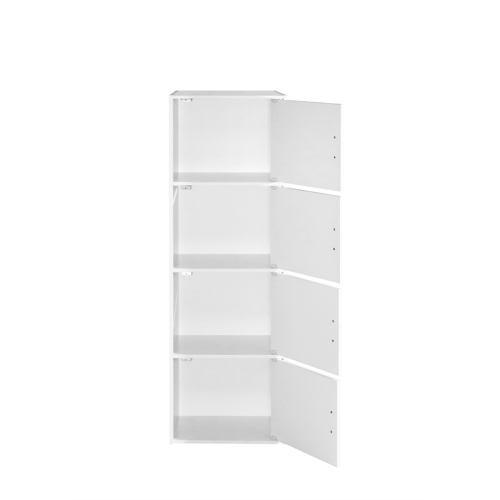 Pemberly Row 4 Shelf 4 Door Multi-Purpose Wooden Bookcase in White Finish