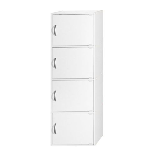 Pemberly Row 4 Shelf 4 Door Multi-Purpose Wooden Bookcase in White Finish
