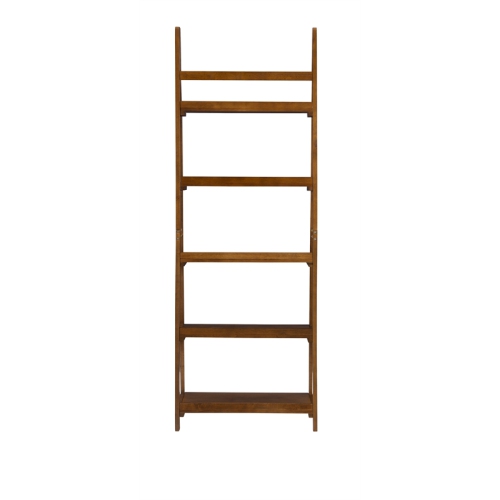 Linon Samantha Wood Five Shelf Bookcase in Brown