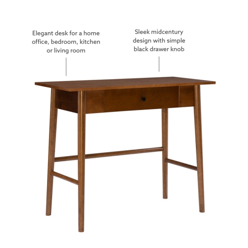 Linon Samantha Wood One Drawer Desk in Brown