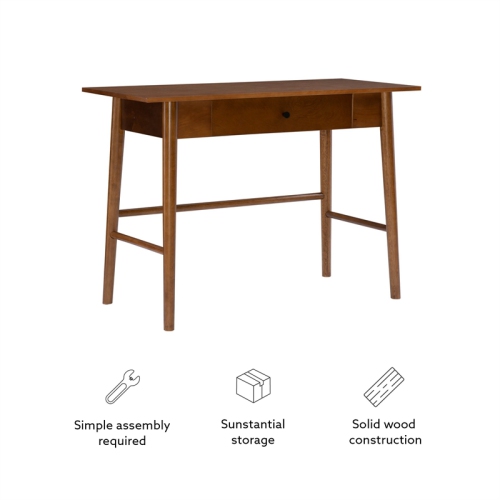 Linon Samantha Wood One Drawer Desk in Brown