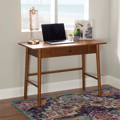 Linon Samantha Wood One Drawer Desk in Brown