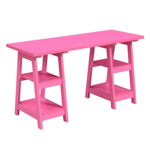 CONVENIENCE CONCEPTS  Designs2Go Double Trestle Desk In Pink Wood Finish