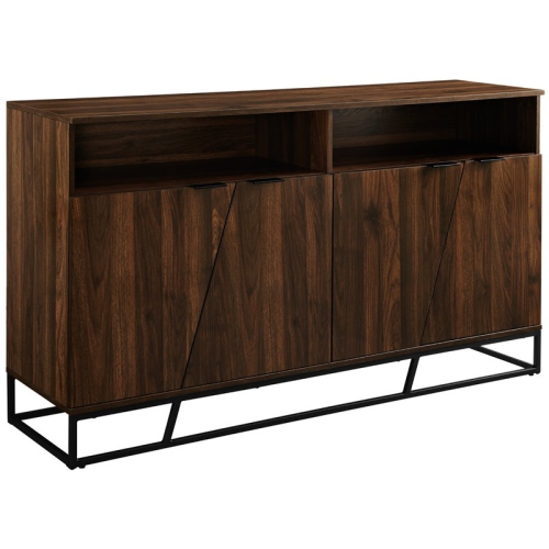 WALKER EDISON Ian Contemporary 58" 4-Angled Doors Sideboard In Dark Walnut