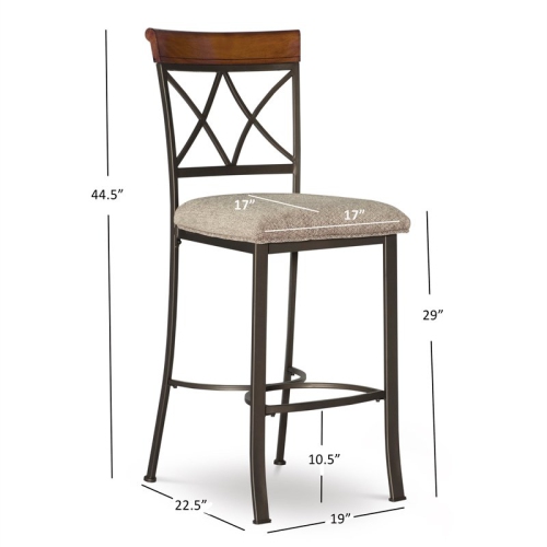 Pemberly Row Traditional 29" Metal Bar Stool in Pewter