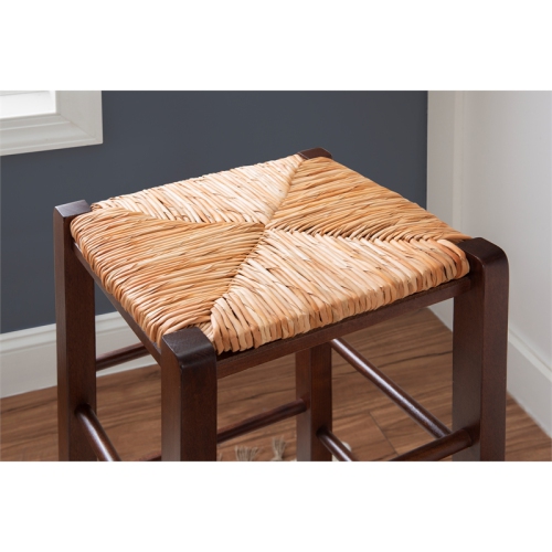 LINON  Easton Backless Set Of Two Wood 29" Barstools In Walnut