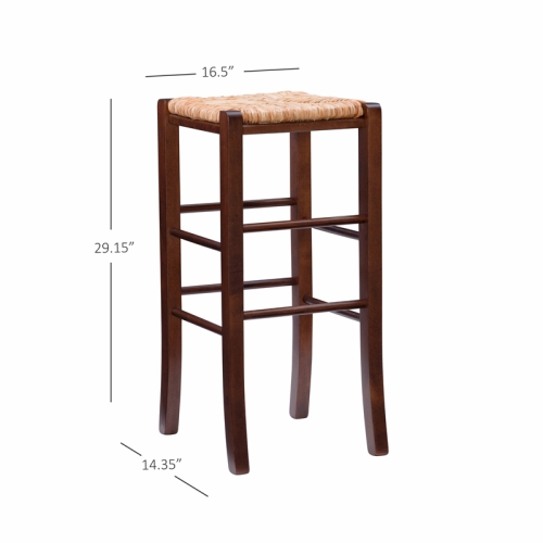 Linon Easton Backless Set of Two Wood 29" Barstools in Walnut
