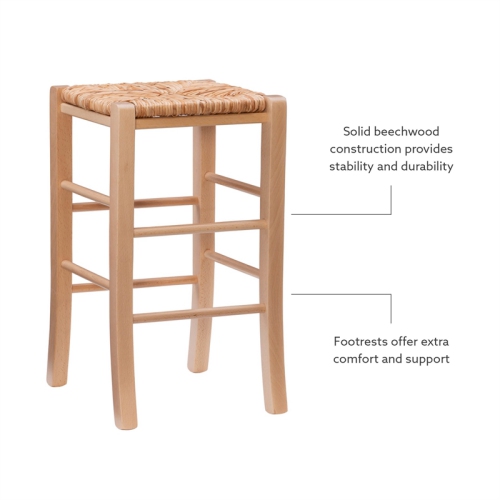 Linon Easton Backless Set of Two Wood 24.4" Counter Stools in Natural