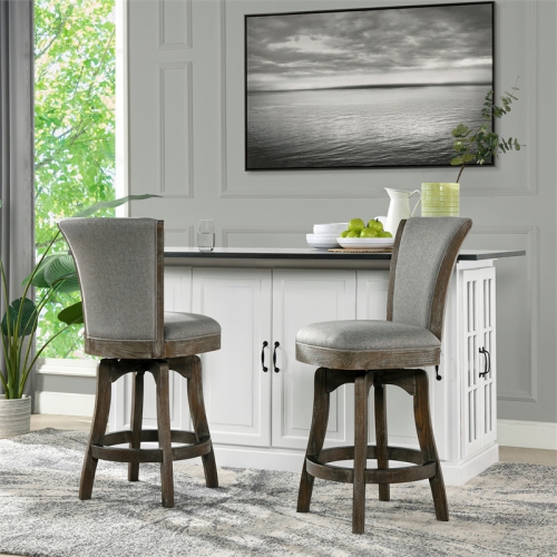 Henry 27" Armless Swivel Counter Height Bar Stool Dark Heathered Grey Linen