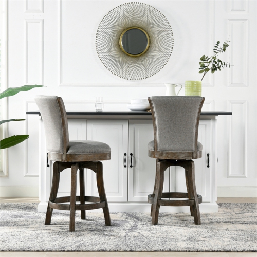 Henry 27" Armless Swivel Counter Height Bar Stool Dark Heathered Grey Linen