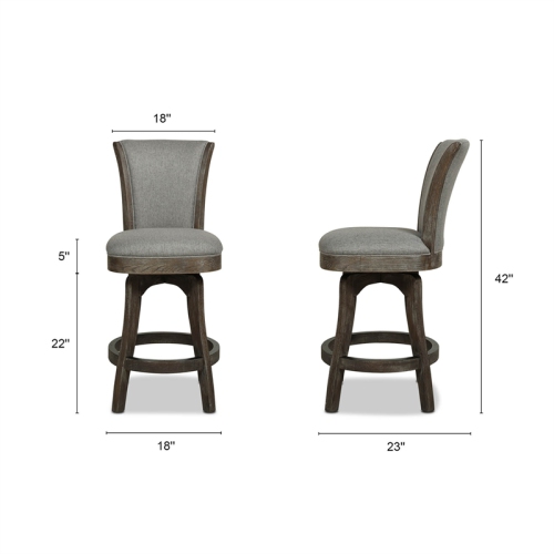 Henry 27" Armless Swivel Counter Height Bar Stool Dark Heathered Grey Linen