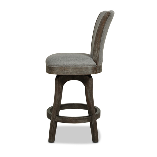 Henry 27" Armless Swivel Counter Height Bar Stool Dark Heathered Grey Linen