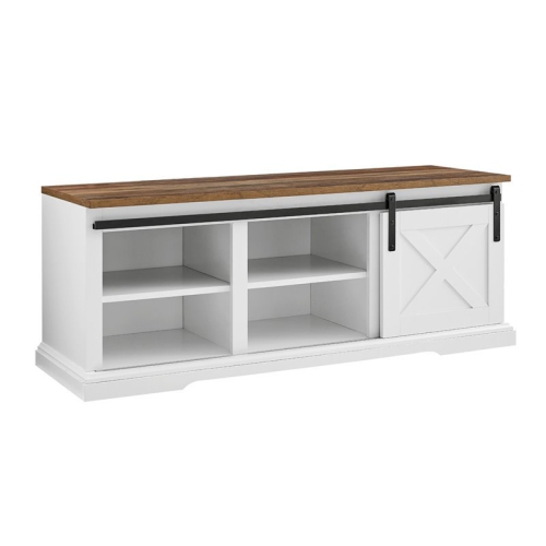 WALKER EDISON 48" Sliding Barn Door Entry Bench With Storage In White/rustic Oak I originally ordered this to put in our entry way (just inside the front door) but after my husband put it together I couldn’t bear to see it get dirty or damaged