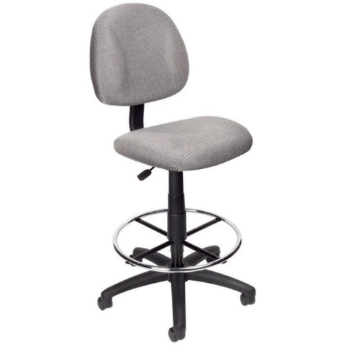 BOSS OFFICE PRODUCTS  Contoured Comfort Rolling Fabric Drafting Stool In In Gray