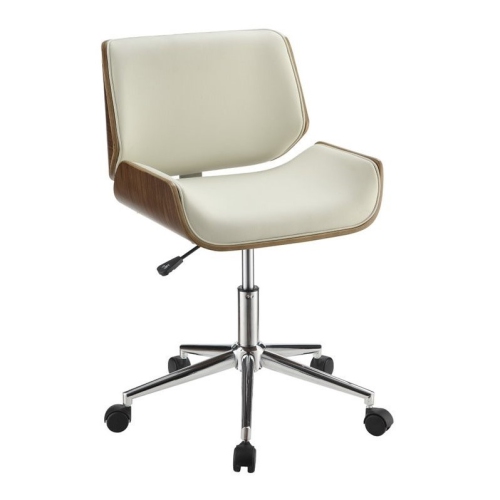 ALLORA  Contemporary Faux Leather Office Chair In Ecru And Chrome