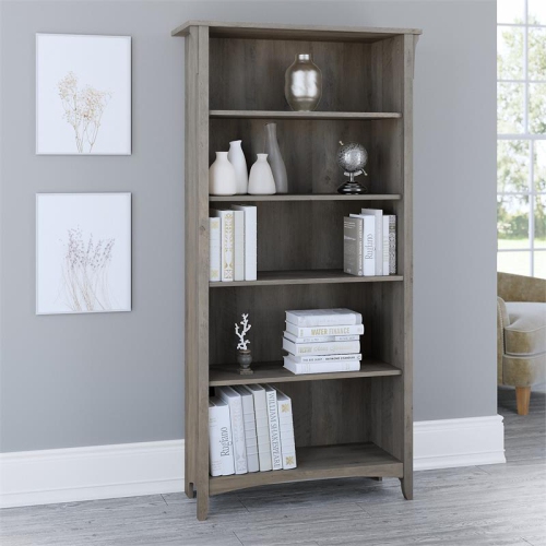 Scranton & Co Furniture Salinas Tall 5 Shelf Bookcase in Driftwood Gray