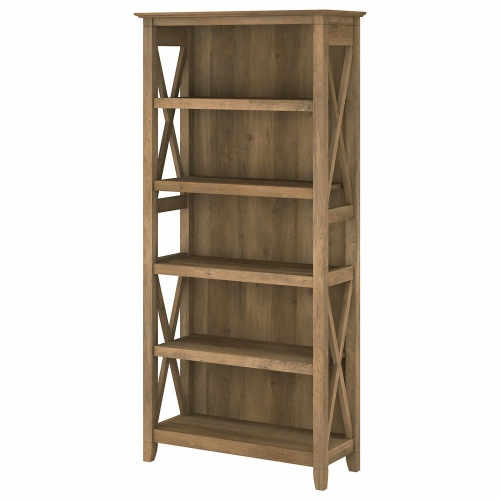 BUSH  Key West Tall 5 Shelf Bookcase In Reclaimed Pine - Engineered Wood