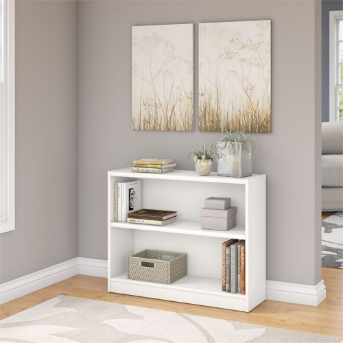 Universal 2 Shelf Bookcase in Pure White - Engineered Wood