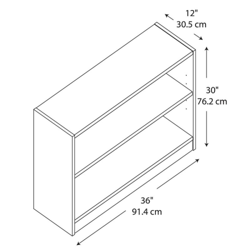 Universal 2 Shelf Bookcase in Pure White - Engineered Wood