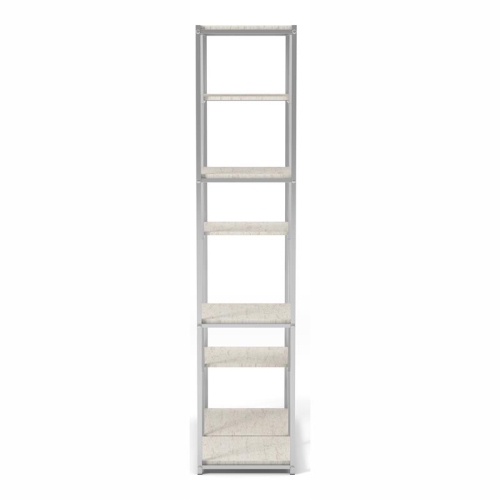 Bowery Hill Modern Metal 7-Shelf Bookcase in Chrome and White