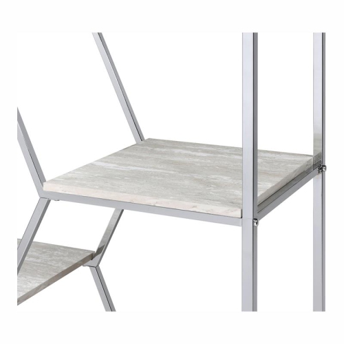 Bowery Hill Modern Metal 7-Shelf Bookcase in Chrome and White