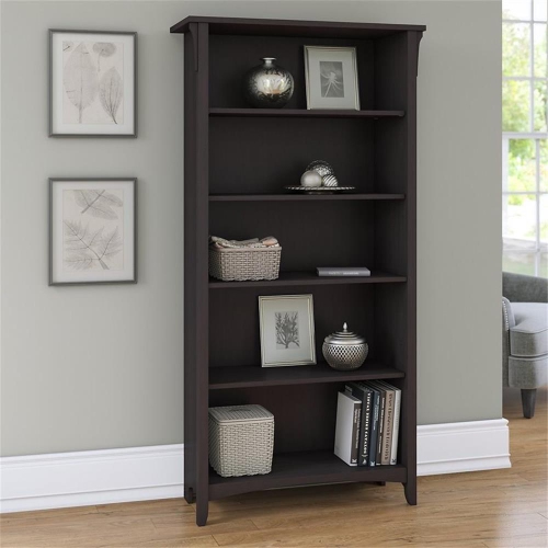 Bush Furniture Salinas 5 Shelf Bookcase in Vintage Black