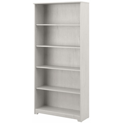 BOWERY HILL  5 Shelf Tall Bookcase In Linen Oak - Engineered Wood In White