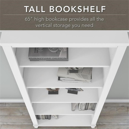 Bush Business Furniture Somerset 5 Shelf Bookcase in White - Engineered Wood