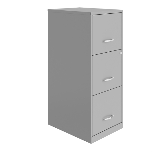 Space Solutions 3 Drawer Modern Metal Vertical File Cabinet with Lock in Gray