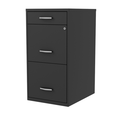 Space Solutions 18in Deep 3 Drawer Metal Organizer File Cabinet Black