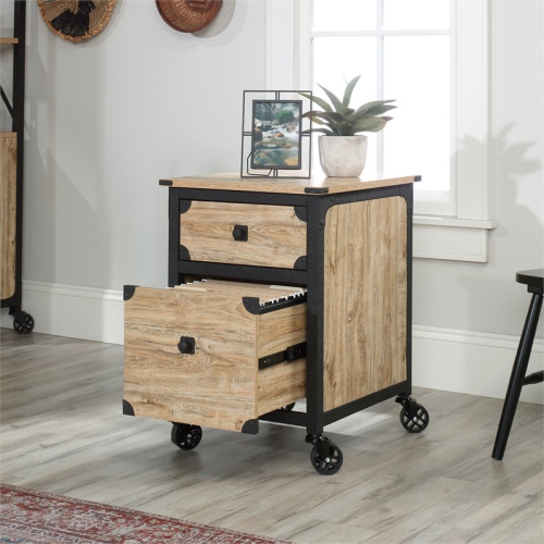 Sauder Steel River 2-Drawer Mobile File Cabinet in Milled Mesquite Beige