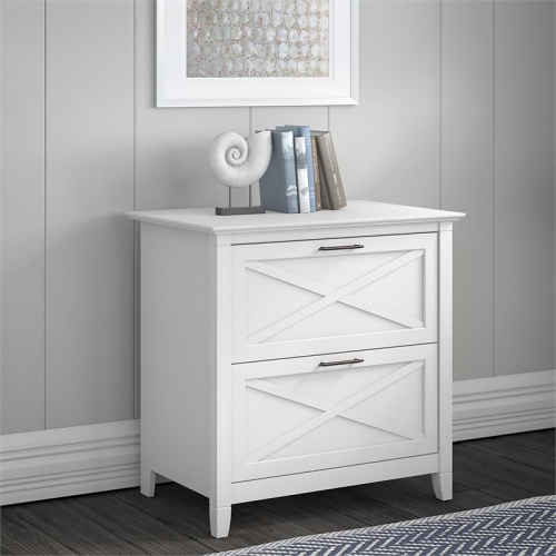 Bush Furniture Key West 2 Drawer File Cabinet in Pure White Oak