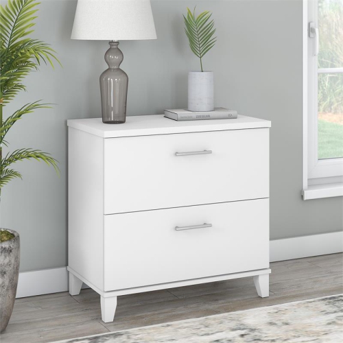 Somerset 2 Drawer Lateral File Cabinet in White - Engineered Wood