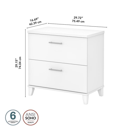 Somerset 2 Drawer Lateral File Cabinet in White - Engineered Wood