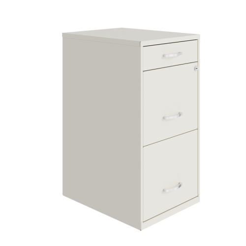 HIRSH INDUSTRIES LLC Space Solutions 18In Deep 3 Drawer Metal Organizer File Cabinet Pearl White