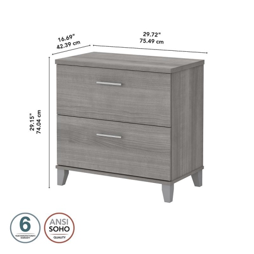 Somerset 2 Drawer Lateral File Cabinet in Platinum Gray - Engineered Wood
