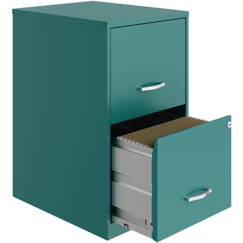 Space Solutions 18in 2 Drawer Metal File Cabinet Teal/Turquoise