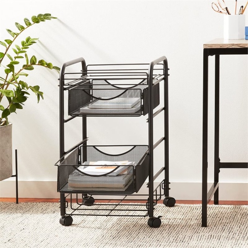 Scranton & Co 2 Drawer Mesh File Cart in Black