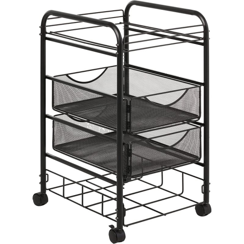 Scranton & Co 2 Drawer Mesh File Cart in Black