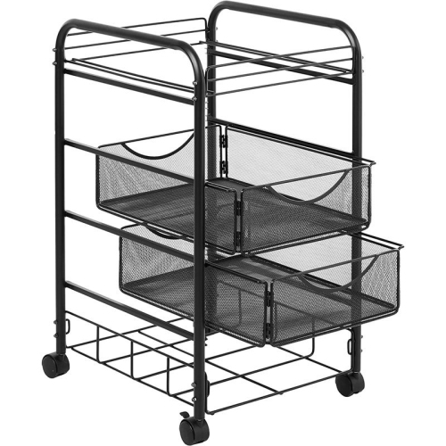 Scranton & Co 2 Drawer Mesh File Cart in Black