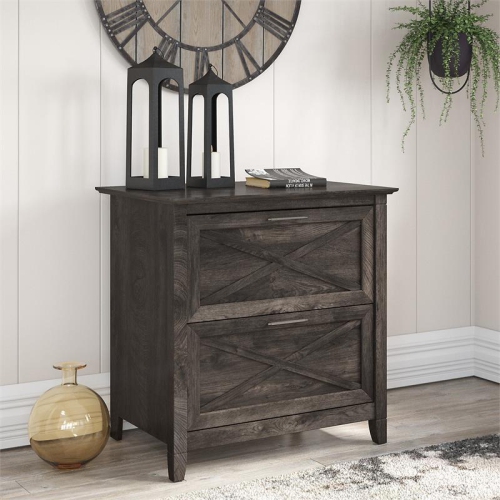 Key West 2 Drawer Lateral File Cabinet in Dark Gray Hickory - Engineered Wood