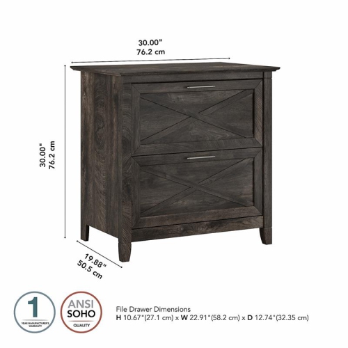 Key West 2 Drawer Lateral File Cabinet in Dark Gray Hickory - Engineered Wood